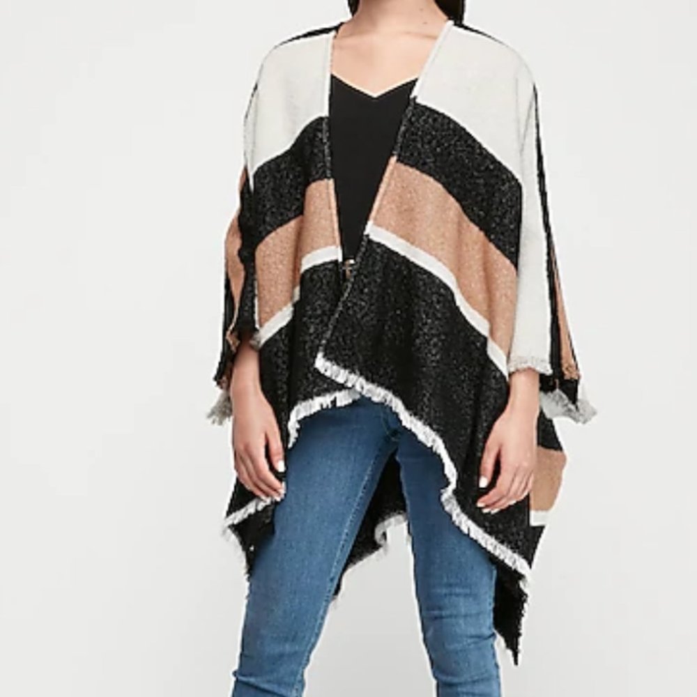 Express striped sweater poncho brand new